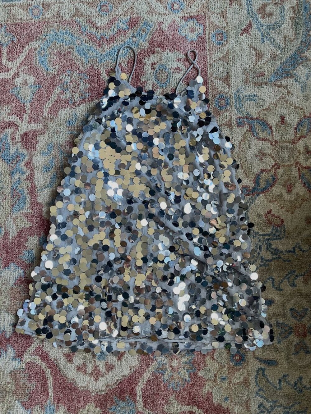 Motel Rawnie Silver Sequin Mini Dress L